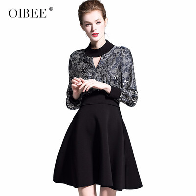 

OIBEE2019 spring new womens fashion print large swing stretch knit dress bottom skirt women