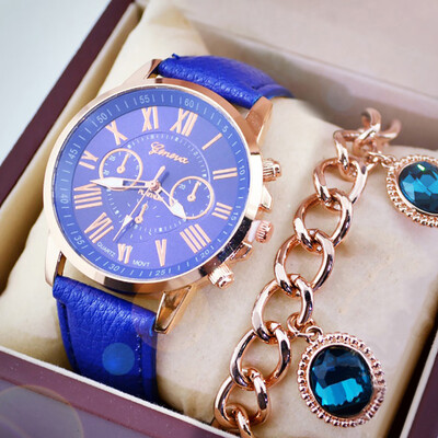 

Fashion Geneva Roman Numerals Leather Analog Quartz Watch Casual Couple Watch Wrist Watches