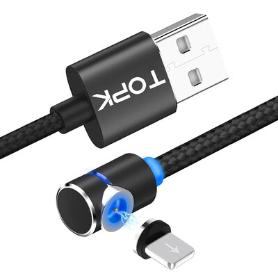 

TOPK RLine-L 90 Degree L Type Magnetic Cable Nylon Braided LED Magnet Cable for iPhone 6 7 8 X