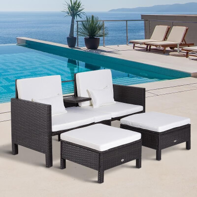 

3 Piece Rattan Wicker Outdoor Patio Conversation Set