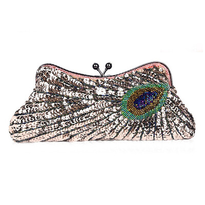 

Elegant Ladies Handbags for wedding Women Purse Clutch Bag Women Beaded Sequin Peacock Evening Bag for Party