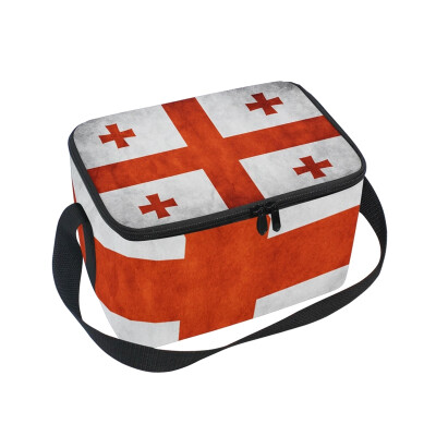 

ALAZA Insulated Lunch Box Misc Flag Of Georgia Lunch Bag for Men Women Portable Tote Bag Cooler Bag