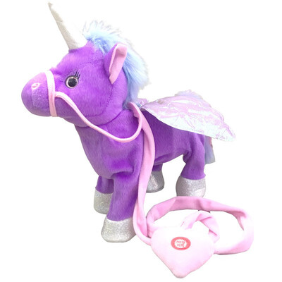 

35cm Lovely Electric Walking Unicorn Plush Toy Soft Stuffed Animal Electronic Unicorn Doll Sing the Song for Baby Birthday Gifts