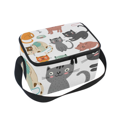 

ALAZA Cats Character Lunch Box Insulated Lunch Bag Large Cooler Tote Bagfor Men Women