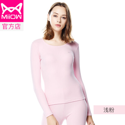 

Cat Man MiiOW thermal underwear men&women Qiuyi Qiuku warm clothes cotton Shut down thick round neck men&women based bottoming shirt V suit fashion warm clothes light pink female