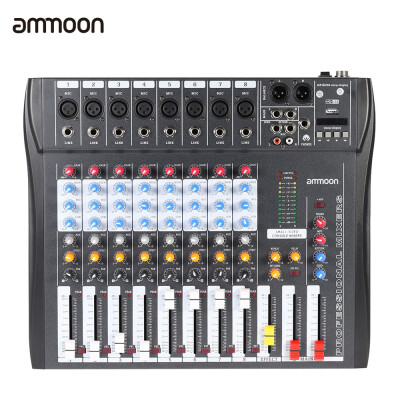 

ammoon CT80S-USB 8 Channel Digtal Mic Line Audio Mixing Mixer Console with 48V Phantom Power for Recording DJ Stage Karaoke Music