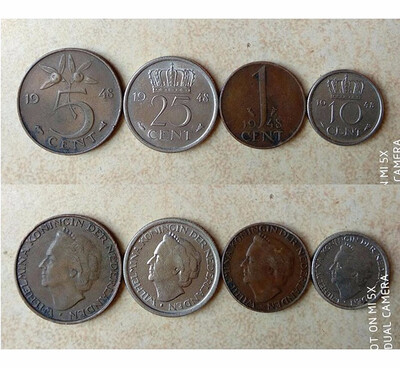 

4 PCS Set Coins Of Netherlands 1948