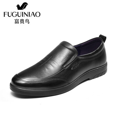 

Fugui bird FUGUINIAO business casual shoes leather shoes mens casual leather shoes set foot round head comfortable wear soft bottom daily low help A809156 black 42