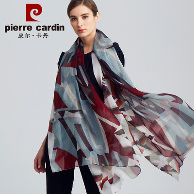

Pierre Cardin silk scarf women 2019 spring&summer new high-grade silk scarf thin section summer sunscreen seaside travel daily gift silk scarf female E12TM5701 wine red