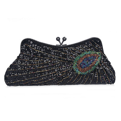 

Elegant Ladies Handbags for wedding Women Purse Clutch Bag Women Beaded Sequin Peacock Evening Bag for Party