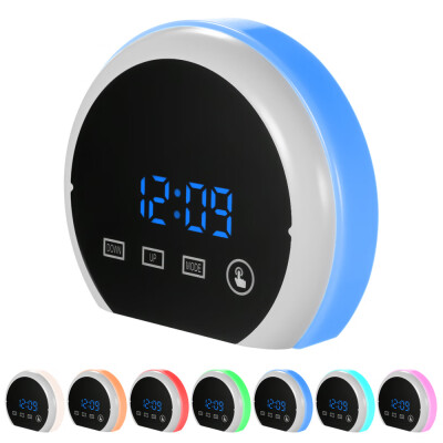 

Digital LED Touch Mirror Temperture Alarm Clock USB & Battery Operated 12H24H °C°F Display RGB Color Light Alarm Clock with Dual