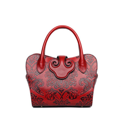 

SUWERER 2019 New women genuine leather bags fashion Embossing Flowers handbag cowhide tote luxury handbags women bags designer