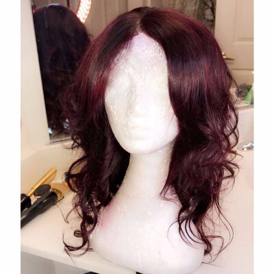 

99J Dark Burgundy Red Virgin Human Hair Short Lace Wig Natural Wavy Glueless Lace Front Wig Plucked With Baby Hair For Black Women