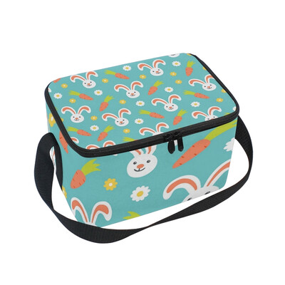 

ALAZA Insulated Lunch Box Happy Rabbit With Radish Lunch Bag for Men Women Portable Tote Bag Cooler Bag