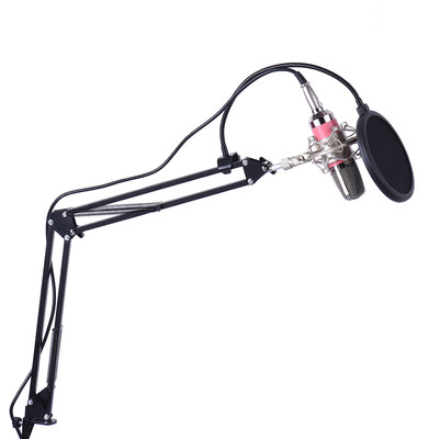 

Professional Broadcasting Studio Recording Condenser Microphone Mic Kit with Shock Mount Adjustable Suspension Scissor Arm Stand