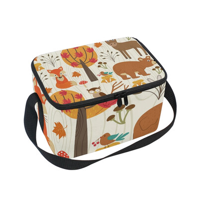 

ALAZA Lunch Box Insulated Lunch Bag Large Cooler Autumn Forest Tote Bag