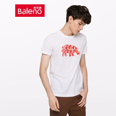 

Baleno T-shirt male 2019 summer cotton printed short-sleeved shirt loose bottoming shirt male 88902286 01W M