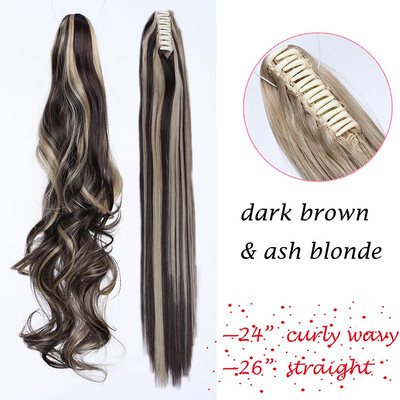 

24-26 Inch Adjustable Messy Style Ponytail Hair Extension with Jaw Claw Synthetic Hair-Piece
