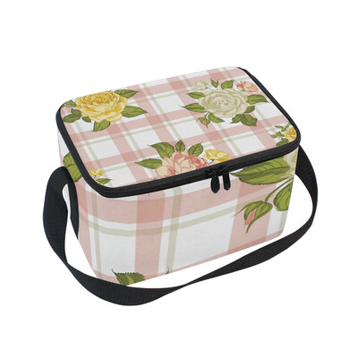 

ALAZA Insulated Lunch Box Pattern With Roses Lunch Bag for Men Women Portable Tote Bag Cooler Bag