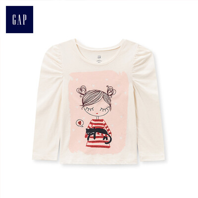 

GAP flagship store female&child fun pattern long sleeve round neck T-shirt 399040 child fun colorful 2YRS