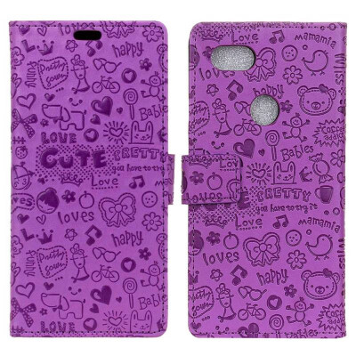 

MOONCASE Google Pixel 3  Little Witch Leather Case - Purple