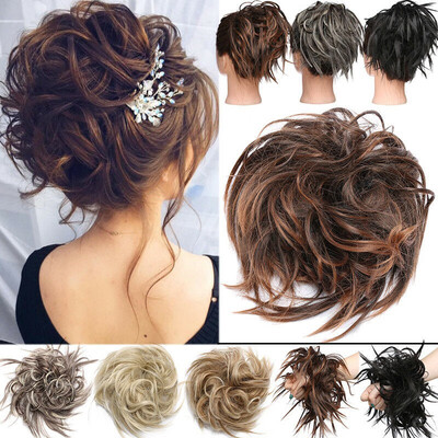 

New Messy Hair Bun Elastic Hair Piece Ponytail Band Wrap Hair Extensions Updo Cover Chignon Puff Natural As Human kcuas