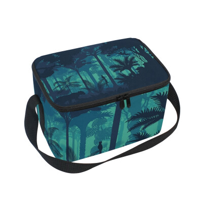 

ALAZA Insulated Lunch Box Evening Tropical Rainforest Lunch Bag for Men Women Portable Tote Bag Cooler Bag