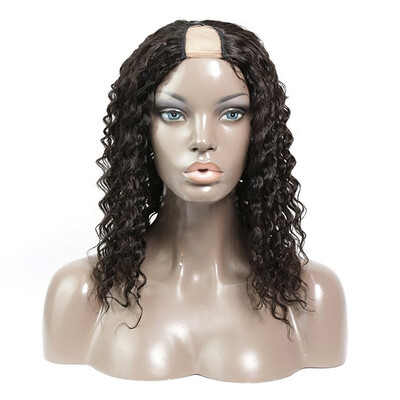 

130 Density U Part Wig Deep Wave 100 Human Hair