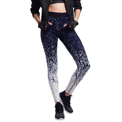 

Women Fitness Yoga Pants Sports Leggings Printed Tights Workout Running Skinny Casual Trousers BlueBlue