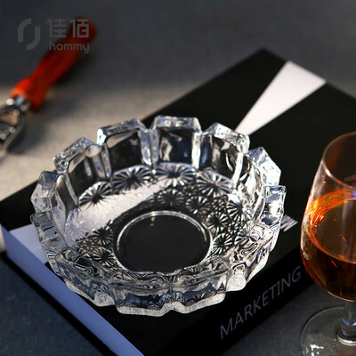

Jiayi round lace household ashtray glass crystal round transparent personality restaurant restaurant European small fashion ashtray bedroom