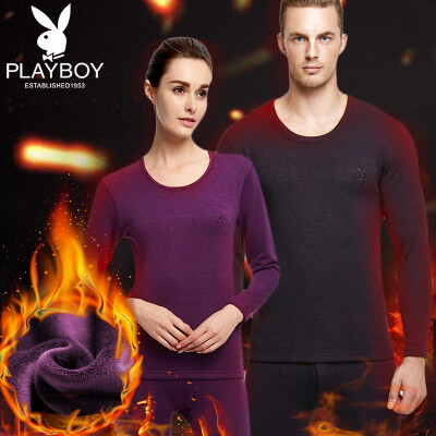 

Playboy thermal underwear female thickening plus velvet warm suit female wool winter autumn clothes long pants female purple