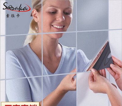 

Square square mirror wall sticker paper home living room decoration mirror 15CM15CM9PCS