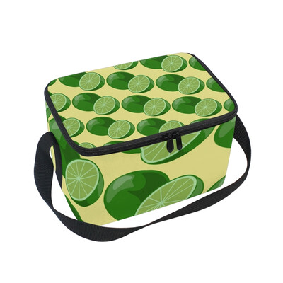 

ALAZA Lunch Box Insulated Green Lemon Lunch Bag Large Cooler Tote Bagfor Men Women