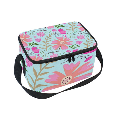 

ALAZA Lunch Box Insulated Lunch Bag Large Cooler Pink Flowers Tote Bag