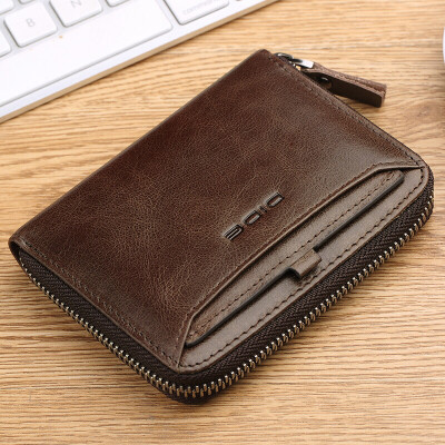 

Dede DiDe mens wallet mens short paragraph independent insert karaoke chain retro wallet first layer leather card package DQ710 dark brown