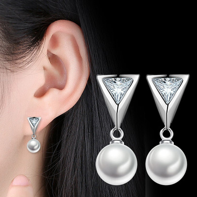 

Cubic Zirconia Imitation Pearl Drop Earrings Korea Trendy Jewelry Eardrop For Women Party Lady Accessories WHK02