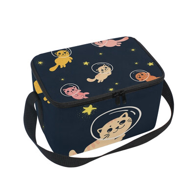 

ALAZA Lunch Box Insulated Cute Home Cats In Space Lunch Bag Large Cooler Tote Bagfor Men Women