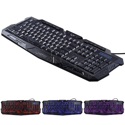 

Bilingual Russian English Gaming Keyboards 3 Backlight Modes Russia Version Fire Cracks Keyboard USB Powered for Gamers