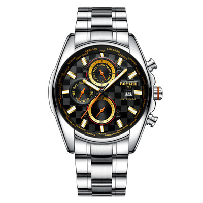 

BOYZHE WL018-G Watch Brand Luminous Waterproof Business Full-automatic Mechanical Men Stainless Steel Wrist Watch with Gift Box