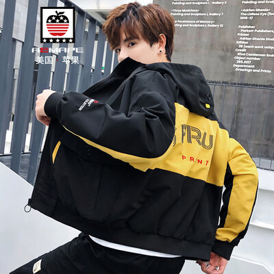 

AEMAPEAmerican Apple Jacket Mens Jacket 2019 Spring New Slim Hooded Mens Fashion Casual Trendy Baseball Clothes J1908 Black L