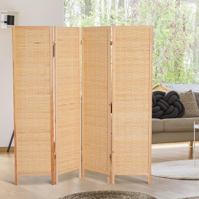 

6 4-Panel Bamboo Screen Freestanding Room Divider