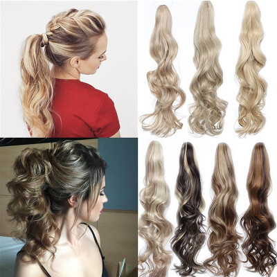 

24-26 Long Cute Curly Claw Clip Ponytail Extension Synthetic Clip in Ponytail Hairpiece Jaw Clip Hair Extension