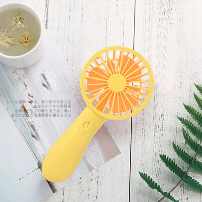 

New cartoon orange fan Childrens outdoor hand holding mini fan portable environmental USB charging fan