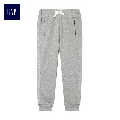 

GAP flagship store female young shining stitching elastic waist beam mouth sweatpants 398408 hemp gray 2YRS