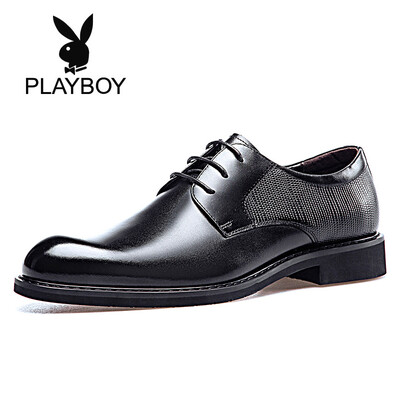 

Playboy PLAYBOY mens versatile leather comfortable dress business tie shoes men 9AW626011D black 38
