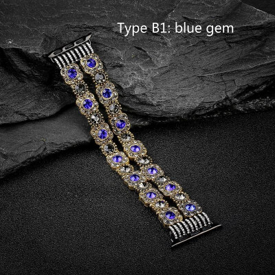 

Womens Bling Agate Strap for Apple Watch Series 1 2 3 4 Band Retro Crystal Bracelet for iWatch 38mm 42mm Watchbands