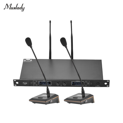 

Muslady U-6002 Professional Dual-Channel UHF Wireless Microphone System with 2 Handheld Mics 1 Rack-Mount Receiver for Business