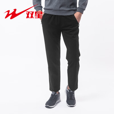 

Double Star Sports Pants Mens Autumn Knit Breathable Training Guard Pants Comfortable Thin Casual Pants 7Q18601M Black