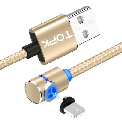

TOPK RLine-L 90 Degree L Type Magnetic Cable Nylon Braided LED Magnet Cable for iPhone 6 7 8 X