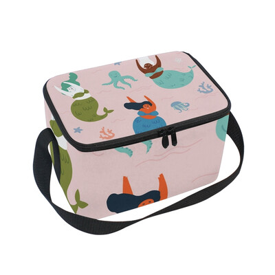 

ALAZA Insulated Lunch Box Three Mermaids And Octopus Lunch Bag for Men Women Portable Tote Bag Cooler Bag